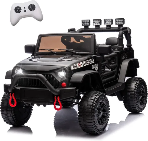 Jeep para niños de 24V, juguetes con motor de 400W, con control remoto para padres, autos eléctricos para niños con suspensión de 4 ruedas, Negro