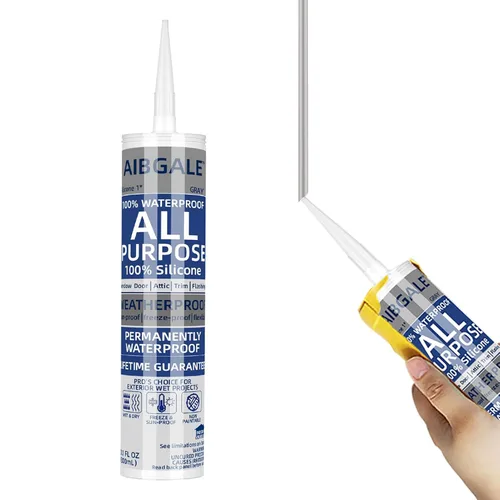 Sellador de silicona gris, masilla de silicona multiusos 100% impermeable, silicona adhesiva para calafateo para ventanas de interiores y