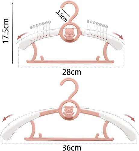 Miniatura 3 de Perchas HGYZE para bebé para armario, colgador antideslizante de 11"-14" ajustable para ropa de bebé para guardería, colgador de plástico para niños