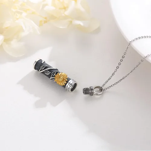 Miniatura 3 de Joyería de cremación de plata esterlina, diseño de girasol, rosa, margarita, urna para cenizas, joyería de recuerdo conmemorativo para mujeres