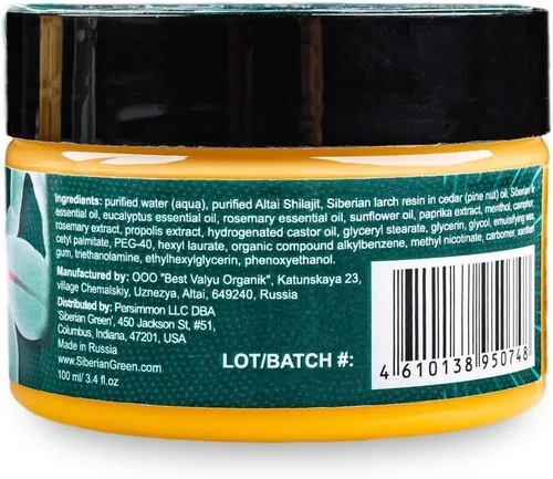 Miniatura 5 de Siberian Green Altai Crema Gel "Músculos y Articulaciones Cálidos" con Aceites Esenciales de Nuez de Pino Shilajit Resina y Hierbas 3.4 fl oz