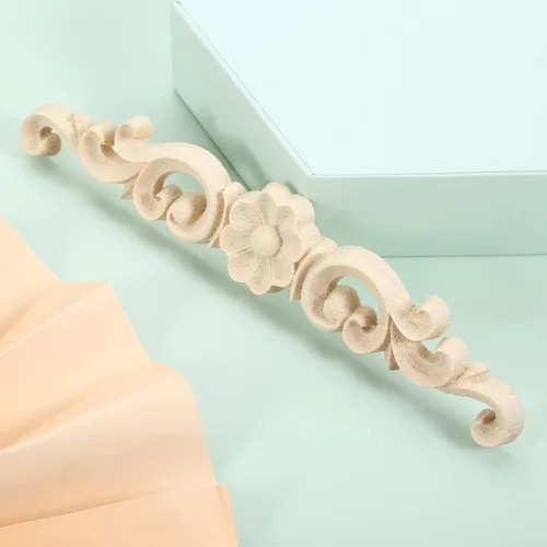 Miniatura 8 de MUXSAM Apliques de madera decorativos tallados, calcomanías largas de madera para decoración de muebles de bricolaje, tallas de roseta para puerta