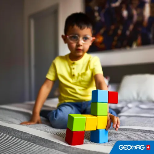 Miniatura 4 de Geomag Magicube 8 bloques magnéticos – Bloques de construcción magnéticos para niños de 1 a 3 años, juguetes Montessori para niños de 1 año