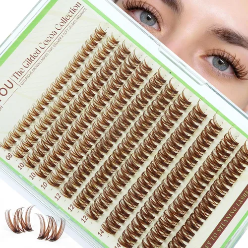 Miniatura 15 de KEYYOU Extensiones de pestañas de Velure color marrón Venus Natural Wispy C Curl Manga de 0.315-0.630 pulgadas con banda invisible suave