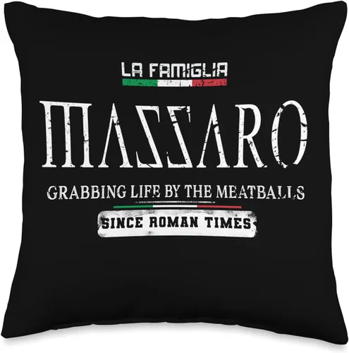 Italia La Famiglia Family & Country Italia La Famiglia Massaro Grabbing Life by The Meatballs - Almohada de 16 x 16 pulgadas, multicolor