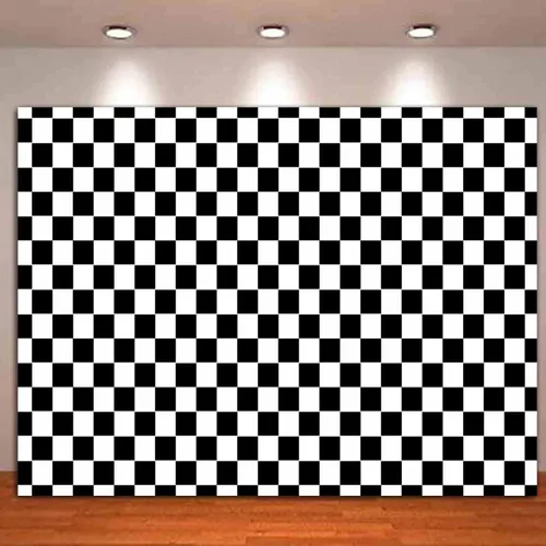 Miniatura 4 de HQM Cuadrícula de textura de cuadros de carreras en blanco y negro para tablero de ajedrez de cumpleaños, fondo de fotografía para niños