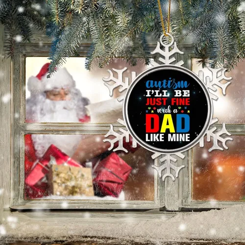 Miniatura 5 de Adornos de Navidad para niños con autismo I'll Be Just Fine with A Dad Like Mine para niños, decoraciones de conciencia sobre el autismo, adornos