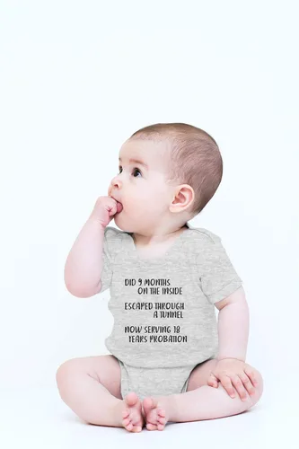 Miniatura 8 de CBTwear Did 9 Month, Escaped Through a Tunnel, Serving 18 Years Baby Body Unisex Comfy Humor