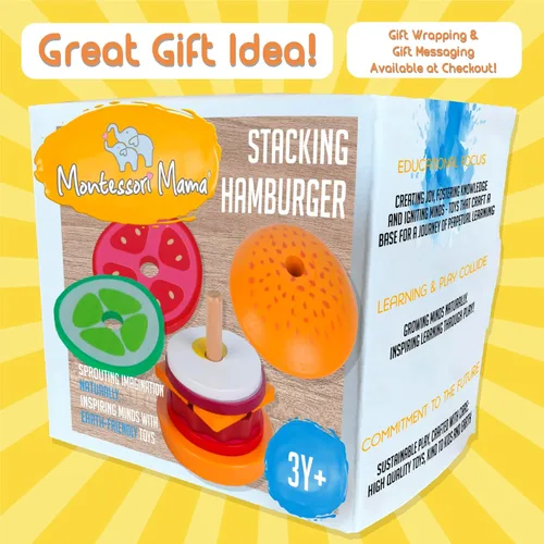Miniatura 4 de Montessori Mama Hamburguesa apilable, crea un apilador de secuenciación de hamburguesas, juguetes de terapia ocupacional, juguete multicultural
