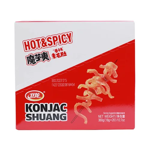 WeiLong Konjac Snack, tiras calientes picantes, aperitivos picantes Latiao La tiao, aperitivos chinos Moyushuang, sabor picante, ,(), 0.63 oz* 20