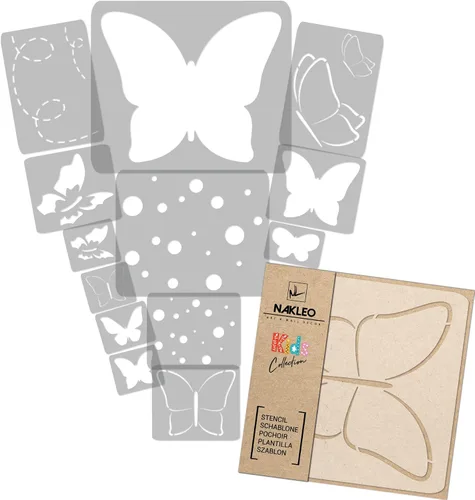 Miniatura 7 de NAKLEO Juego de plantillas de pintura para niños, 14 plantillas de 3.5 x 4.7 pulgadas a 9.1 x 13.4 pulgadas, plantas de otoño, plantillas de dibujo