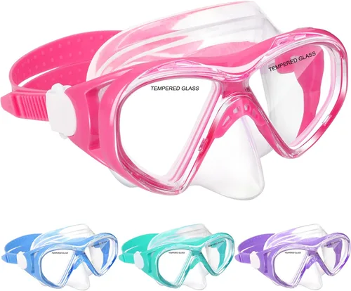 Miniatura 10 de ACQCES Gafas de natación para niños, máscara de buceo para niños y niñas de 5 a 15 años, gafas de natación antivaho de dos colores con cubierta