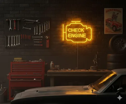 Miniatura 4 de Letrero de neón Check Engine Light para decoración de cueva de hombre, arte de pared LED para garaje, regalos divertidos para papá y fanáticos