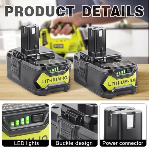 Miniatura 2 de Futurebatt Paquete de 2 baterías de alta capacidad de 18 V y 6.0 Ah para sistema Ryobi ONE+ P102 P103 P105 P107 P108 P109 P122 18 voltios indicador