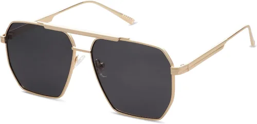 SOJOS Gafas de sol polarizadas cuadradas retro de gran tamaño para mujeres y hombres, estilo vintage, UV400, gafas de sol clásicas grandes de metal