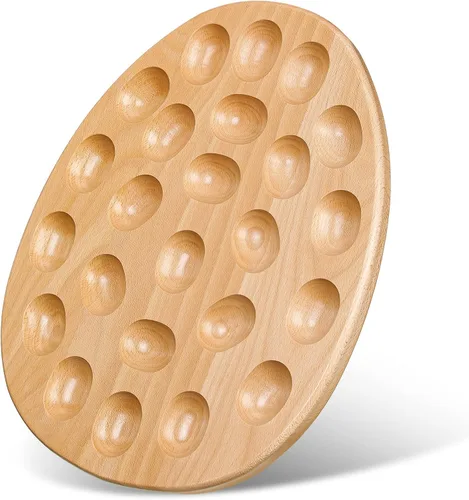Lounsweer Bandeja reversible de madera para huevos y charcutería, bandeja gruesa para encimera, refrigerador, contenedor de huevos de gallina para