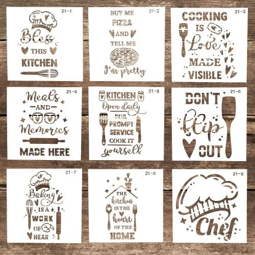 Plantilla decorativa reutilizable de letras para manualidades, álbumes de recortes, pintura en pasteles, madera, lienzo, piso, pared, azulejos (5.9