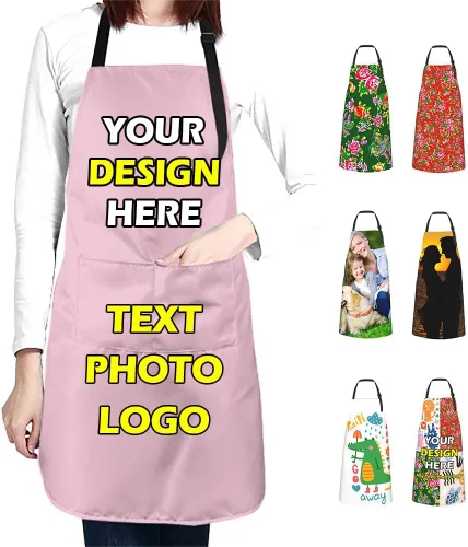 Miniatura 12 de Delantales impermeables personalizados para diseñar tu propia imagen, logotipo, texto, añadir fotos, delantal para cocinar hornear, 33 x 27.5