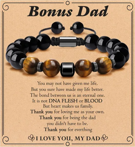 Pulsera de joyería y tarjeta para adolescentes, niños, papá, hijo, hermano, novio, alma gemela, marido, graduación, tío, padre, suegro, hijo