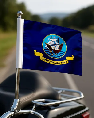 Miniatura 3 de AGAS - Bandera militar de motocicleta de la Marina de los Estados Unidos de 6 x 9 pulgadas, impresa de doble cara en poliéster de punto duradero