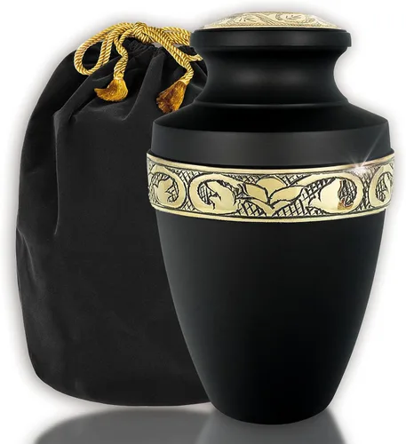 Trupoint Memorials Urnas de Cremación para Cenizas Humanas, Urna de Entierro Decorativa para Hombres y Mujeres Adultos, Grande Griega Negra y Dorada