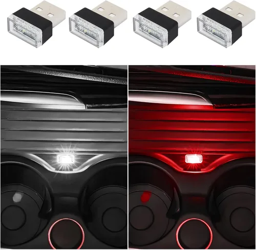 Miniatura 11 de Dickno 7 PCS Lámpara de Ambiente Interior de Coche LED USB, Mini Luz Nocturna LED Portátil, Kit de Iluminación Ambiental de Maletero con Interfaz