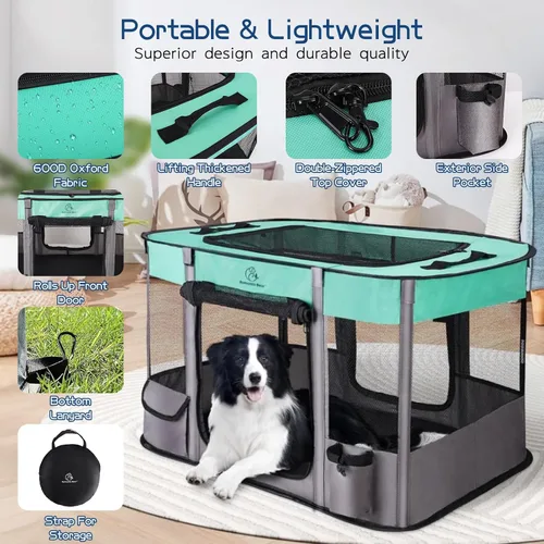 Miniatura 8 de Corralito para perros, corralito para mascotas, corralito plegable para cachorros y gatos, carpa jaula portátil para ejercicio, cubierta de sombra