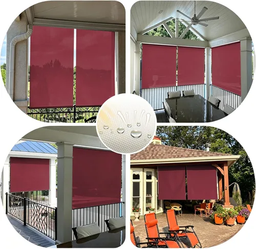 Miniatura 5 de Persianas enrollables inalámbricas para exteriores, tela filtrante de luz roja, persianas para exteriores, protección UV prémium para puertas