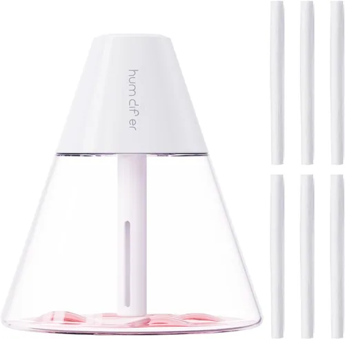 Miniatura 10 de INVODA Mini humidificadores, 8.8 fl oz USB Personal Cool Mist Humidificador lindo volcanes de escritorio humidificador de aire silencioso Luz