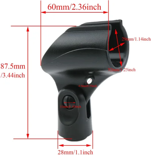 Miniatura 3 de Soporte universal para micrófono Soporte de micrófono para soporte Soporte de micrófono ajustable de 1.12-1.77 pulgadas para micrófonos de mano