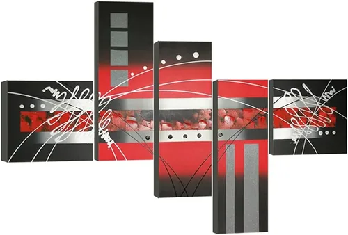 Wieco Art Pinturas abstractas de paisaje al óleo sobre lienzo, arte de pared para sala de estar, dormitorio, decoración del hogar, nubes rojas,