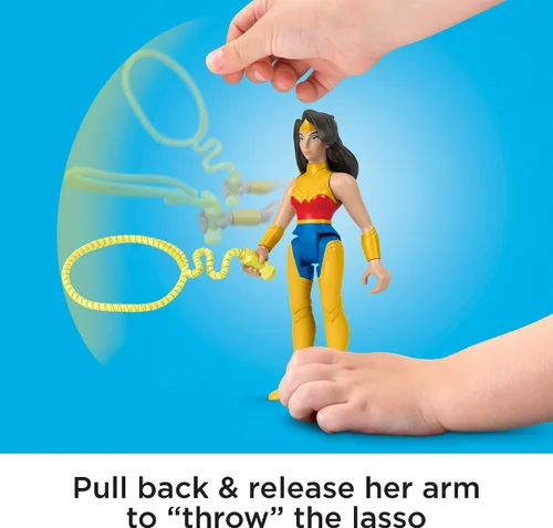 Miniatura 3 de Fisher-Price DC League of Super-Pets Juguetes preescolares Wonder Woman y PB Juego de figuras posables para juegos de simulación para niños a partir