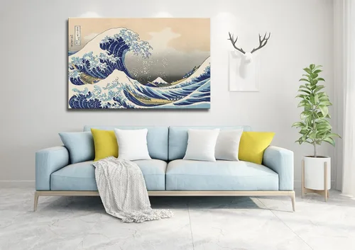 Miniatura 6 de dgbtcart The Great Wave Off Kanagawa de Hokusai - Lienzo decorativo para pared, arte clásico japonés, pintura para sala de estar, paisaje marino