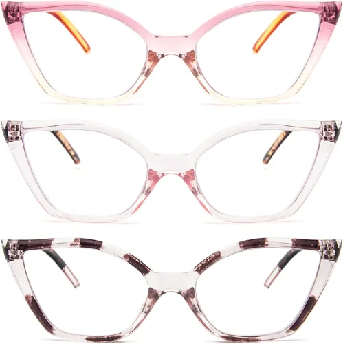 Miniatura 13 de DXYXYO Gafas de lectura de ojo de gato para mujer, paquete de 3 unidades, anti luz azul, para lectura de computadora, estilo retro con bisagra