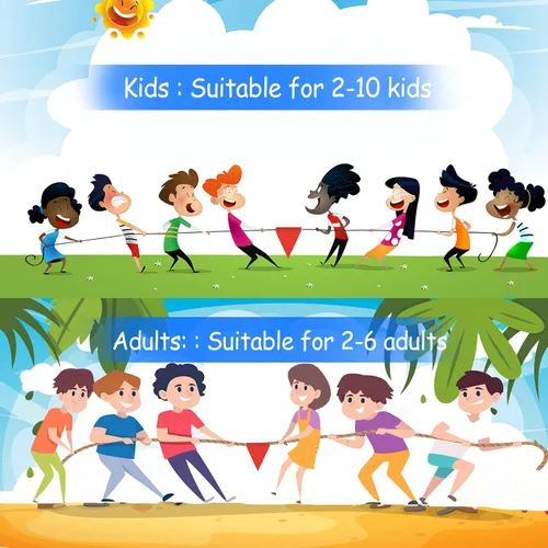 Miniatura 7 de Cuerda de tira y afloja para niños y adultos, césped al aire libre, reunión familiar, juegos de fiesta de cumpleaños, juegos de picnic al aire Azul