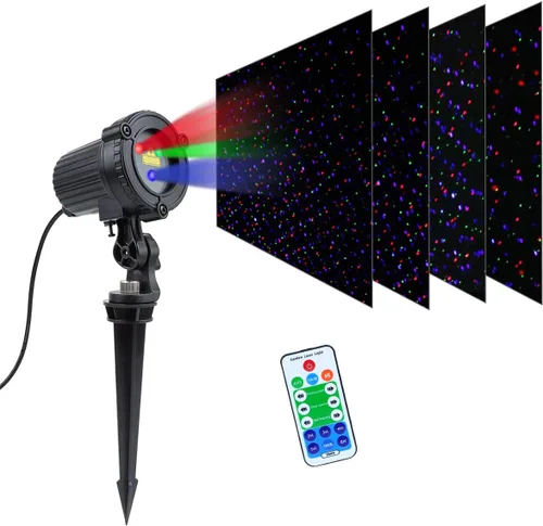 Miniatura 8 de Luces láser de Navidad, proyector de luces láser para jardín al aire libre, estrellas en movimiento de 3 colores rojo verde azul, resistentes al