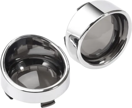Miniatura 3 de PBYMT Cubierta de lente de señal de giro ahumado, biseles cromados estilo visera de bala de 2 pulgadas, compatible con Harley Davidson Dyna Street