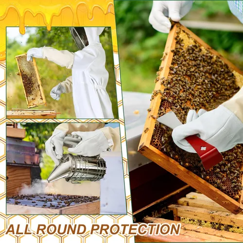 Miniatura 6 de 30 piezas de suministros de apicultura, herramientas para traje de abejas, kit de inicio de abejas, suministros de mantenimiento de abejas, todas