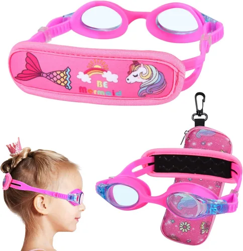 Gafas de natación para niños de 2 a 6 años, gafas para niños sin jalar el cabello, gafas para niños con banda para la cabeza acolchada 1pk Kids -