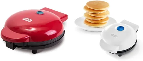 DASH 8” Plancha redonda eléctrica Express - Roja & Miniplancha eléctrica redonda portátil para panqueques individuales, galletas, huevos, desayunos,