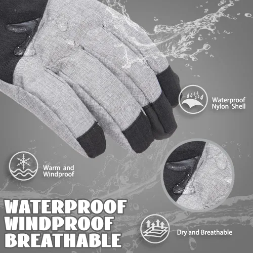 Miniatura 2 de Ixsun Guantes de esquí para hombres y mujeres, bolsillo con cremallera, suaves, cálidos, impermeables, resistentes al viento, adecuados para esquís