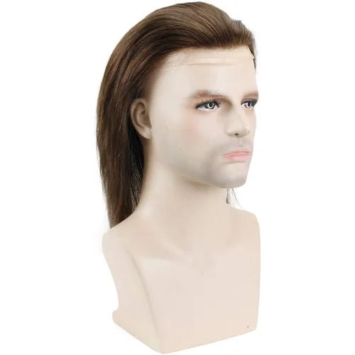 Pelo largo de 12 pulgadas para hombre, extensiones de pelo de 10 x 8 pulgadas para hombres, sistema de reemplazo de cabello humano virgen 100%