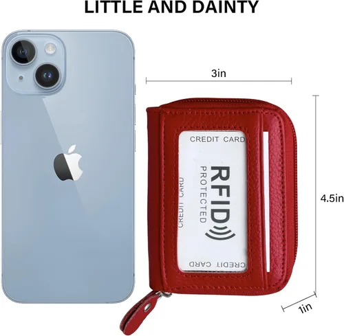 Miniatura 9 de Tarjetero RFID de bolsillo con ventana para ID, piel genuina, S, Negro
