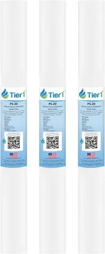 Miniatura 20 de Tier1 Cartucho de repuesto de filtro de agua de sedimentos de polipropileno hilado para toda la casa de 10 micrones, 20 x 2.5 pulgadas, compatible