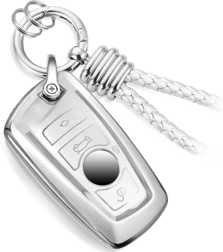 Miniatura 8 de Funda para Llavero Mercedes con Llavero de Cuerda Trenzada de Metal, Funda de Llave Suave Mejorada para Carcasa de Llavero Remoto Inteligente Sin