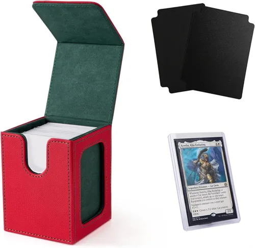 Miniatura 26 de Venssu MTG Caja de cubierta para pantalla Commander, caja de cartas para 100 tarjetas de doble funda, almacenamiento de tarjetas TCG con 2 divisores
