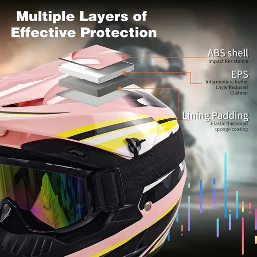Miniatura 5 de Cascos de Dirt Bike para Jóvenes de Moda para Niños, Motocross, Motocicleta, BMX, ATV, Todoterreno, Cuatro Ruedas, Cascos Integrales para Bicicleta