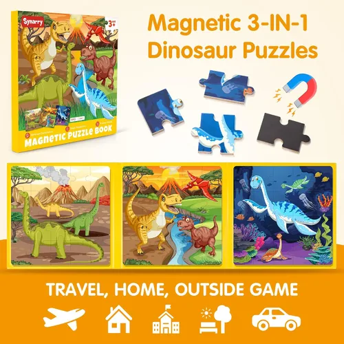 Miniatura 2 de SYNARRY Rompecabezas magnéticos de dinosaurios para niños de 3 a 5 años, 20 piezas para niños pequeños de 4 a 6 años, regalos para niños