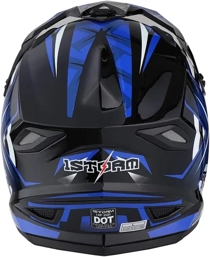 Miniatura 5 de 1Storm - Casco de motocross para adultos, BMX, MX, ATV, Dirt Bike, motocicleta cuádruple de cuatro ruedas, estilo de carreras, HF801 Sonic Blue