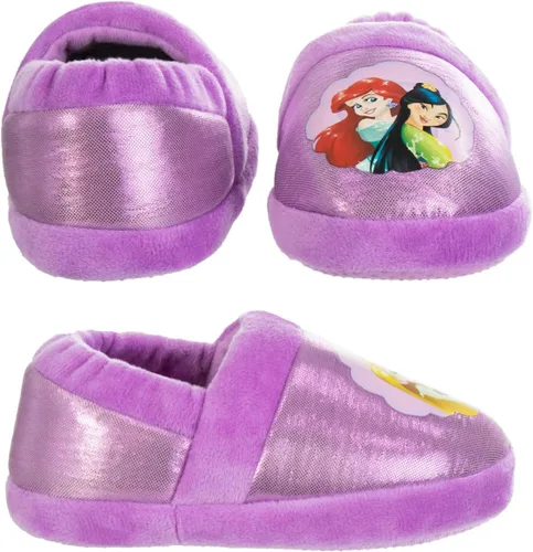 Miniatura 5 de Disney Pantuflas de princesa para niñas - Pantuflas peludas enredadas, sirenita, la bella y la bestia (talla 5-10 niñotalla 11-12 niña)